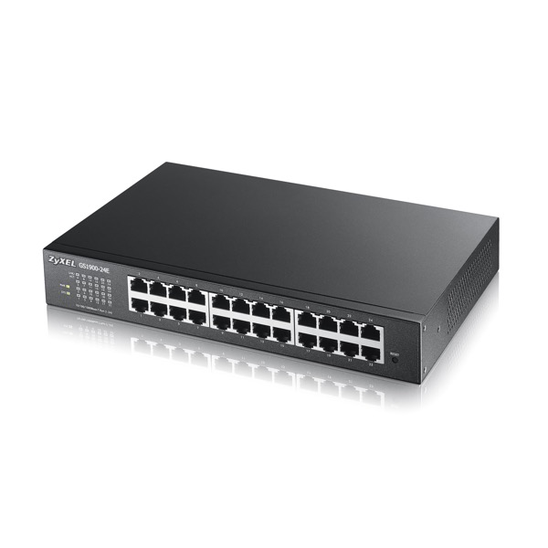 Коммутатор Smart Zyxel GS1900-24E, rack 19", 24xGE, настольный, бесшумный