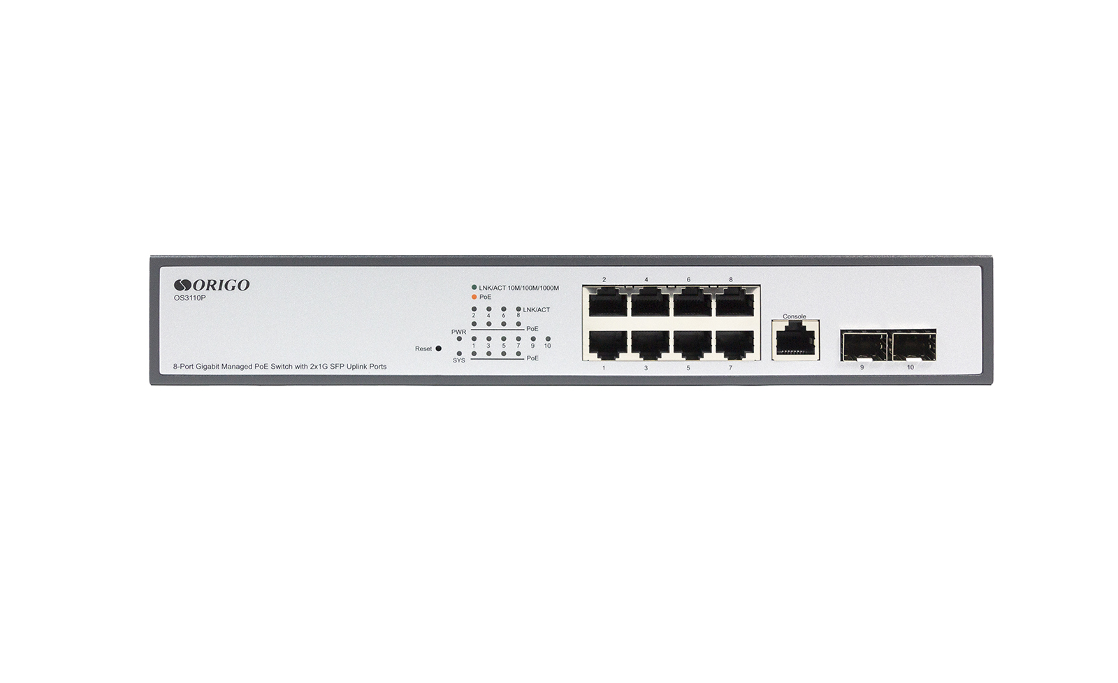 Управляемый L2 PoE-коммутатор 8x1000Base-T PoE, 2x1000Base-X SFP, PoE-бюджет 135W