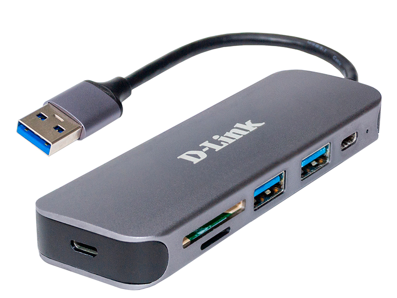 Концентратор с2 портами USB 3.0,1 портом USB Type-C, слотами длякарт SD и microSDиразъемом USB 3.0