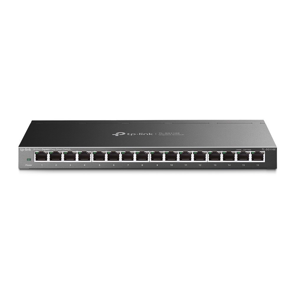 Easy Smart 16‑портовый гигабитный коммутатор
ПОРТЫ: 16 гигабитных портов RJ45
ХАРАКТЕРИСТИКИ: стальной настольный корпус
ОСОБЕННОСТИ: VLAN на основе MTU/порта/тега, приоритизация (QoS), IGMP Snooping, управление через утилиту и веб-интерфейс, Plug and Pla