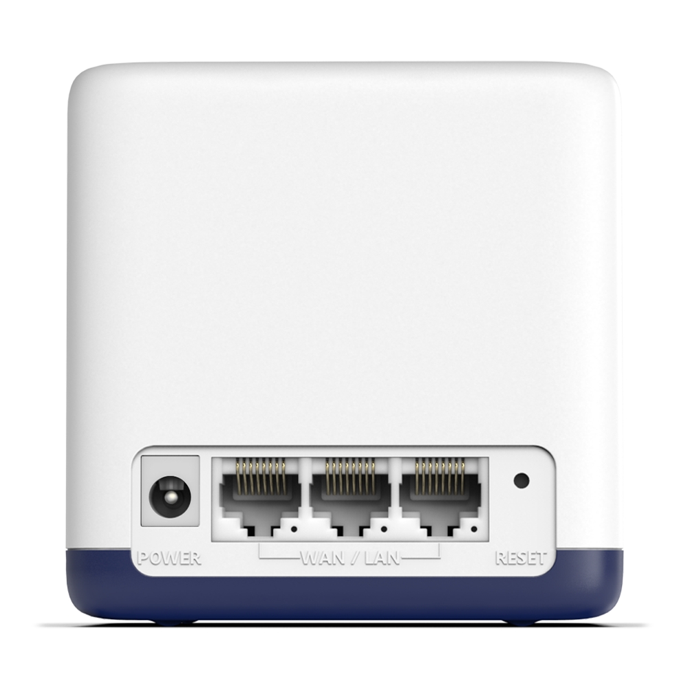 AC1900 Домашняя Mesh Wi-Fi система
СКОРОСТЬ: до 600 Мбит/с на 2,4 ГГц + до 1300 Мбит/с на 5 ГГц
ХАРАКТЕРИСТИКИ: 3 встроенные антенны, по 3 гигабитных порта на каждом устройстве (автоопределение WAN/LAN)
ОСОБЕННОСТИ: приложение MERCUSYS, режимы: роутер/точ