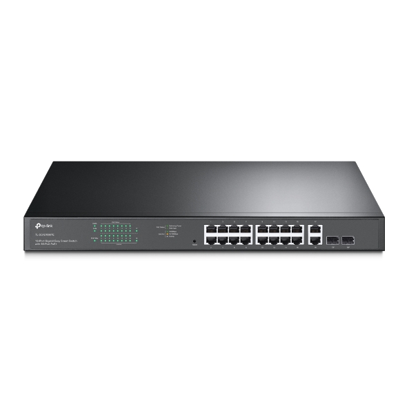Easy Smart 18‑портовый гигабитный коммутатор с 16 портами PoE+
ПОРТЫ: 16 гигабитных портов PoE+, 2 гигабитных порта без PoE, 2 комбо гигабитных SFP-слота
ХАРАКТЕРИСТИКИ: 802.3at/af, бюджет PoE: 250 Вт, стальной корпус высотой 1U, монтируется в 19-дюймовую