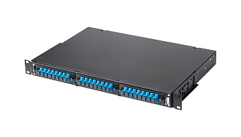 Кросс КТП, выдвижной, полный комплект, SC/UPC, MM 50/125 OM4, 24 порта, 1U, цвет черный