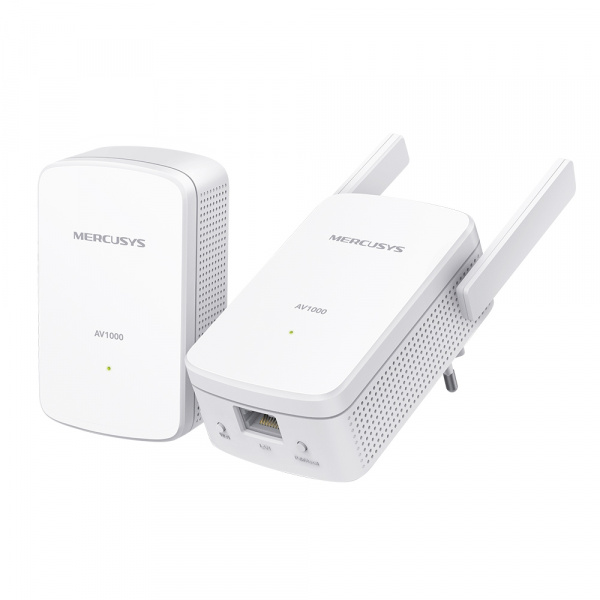 AV1000 Комплект гигабитных N300 Wi-Fi адаптеров Powerline
КОМПЛЕКТ: MP510 (1 шт.) + MP500 (1 шт.)
MP510:
СКОРОСТЬ: Wi-Fi: до 300 Мбит/с на 2,4 ГГц, Powerline: до 1000 Мбит/с
ХАРАКТЕРИСТИКИ: процессор Broadcom, 1 гигабитный порт, 2 фиксированные внешние ан