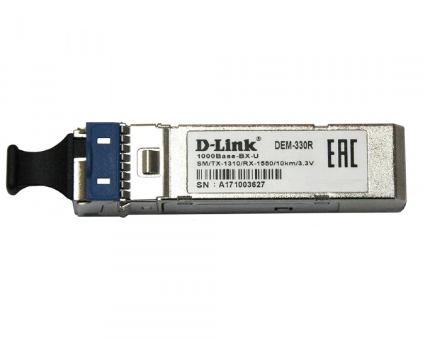 WDM SFP-трансивер с 1портом 1000Base-BX-U (Tx:1310 нм, Rx:1550 нм) для одномодового оптического кабеля (до 3 км)
