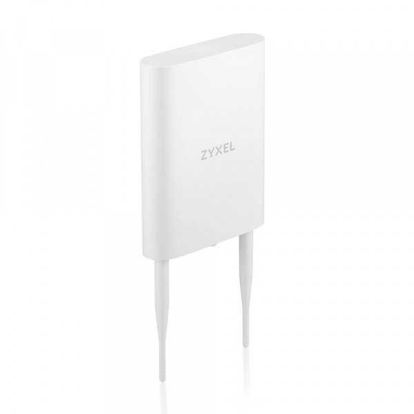 Уличная точка доступа Zyxel NebulaFlex NWA55AXE, 802.11a/b/g/n/ac/ax (2,4 и 5 ГГц), внешние антенны 2x2 (в комплекте), до 575+1200 Мбит/с, 1xLAN GE, защита от 4G/5G, без поддержки Captive portal и WPA-Enterprise, IP55, PoE only, PoE-инжектор в комплекте