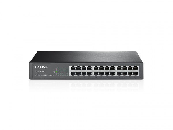24-портовый коммутатор 10/100 Мбит/с
ПОРТЫ: 24 порта RJ45 10/100 Мбит/с
ХАРАКТЕРИСТИКИ: стальной корпус высотой 1U, монтируется в 13-дюймовую стойку
ОСОБЕННОСТИ: Plug and Play